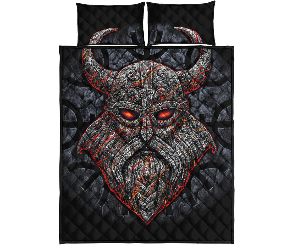 Ancient Viking Norse God Odin Print Quilt Bed Set