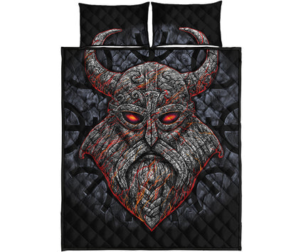 Ancient Viking Norse God Odin Print Quilt Bed Set