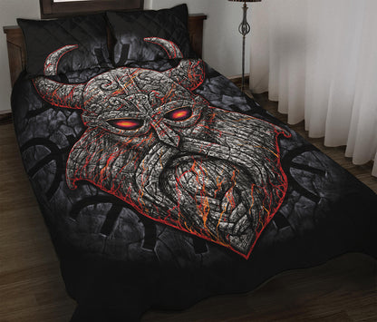 Ancient Viking Norse God Odin Print Quilt Bed Set