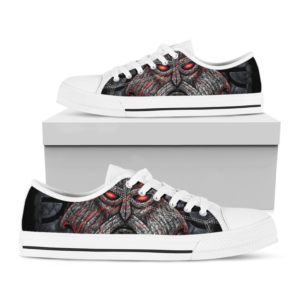Ancient Viking Norse God Odin Print White Low Top Shoes