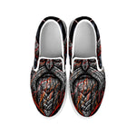 Ancient Viking Norse God Odin Print White Slip On Shoes