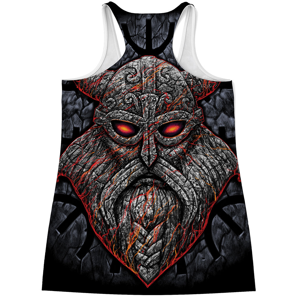 Ancient Viking Norse God Odin Print Women's Racerback Tank Top