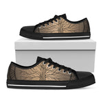 Ancient Yggdrasil Tree Print Black Low Top Shoes 