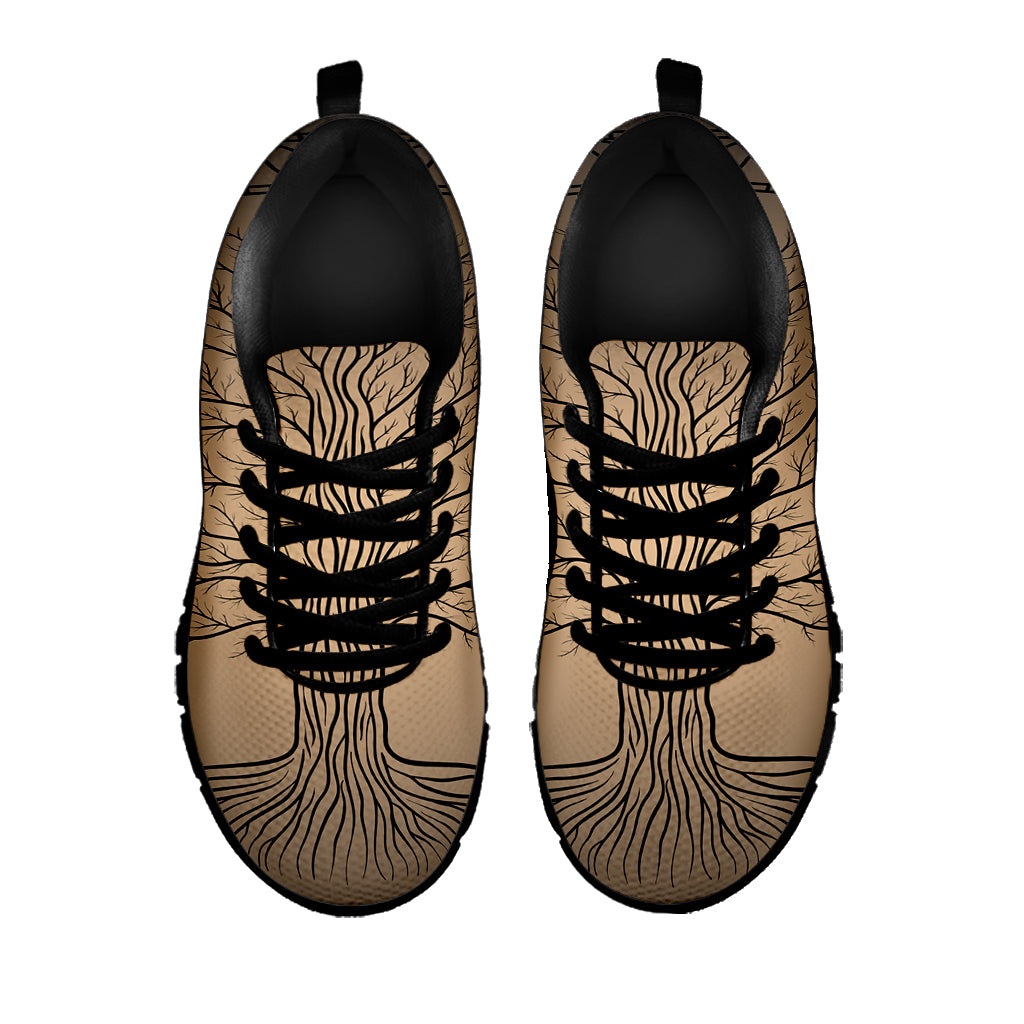 Ancient Yggdrasil Tree Print Black Sneakers