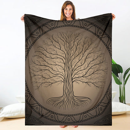 Ancient Yggdrasil Tree Print Blanket