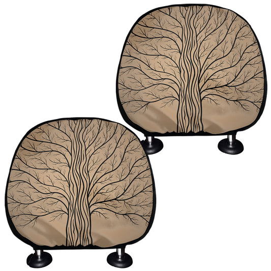 Ancient Yggdrasil Tree Print Car Headrest Covers