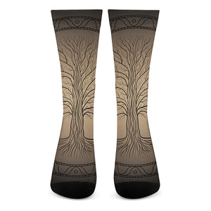 Ancient Yggdrasil Tree Print Crew Socks