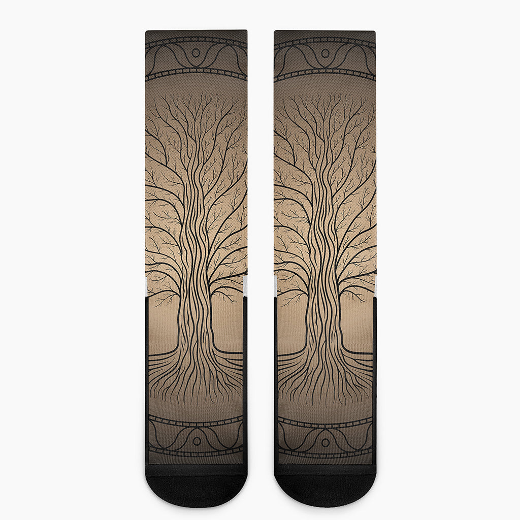 Ancient Yggdrasil Tree Print Crew Socks