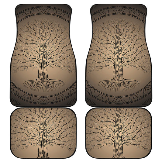Ancient Yggdrasil Tree Print Front and Back Car Floor Mats