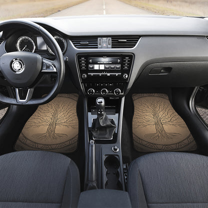 Ancient Yggdrasil Tree Print Front and Back Car Floor Mats