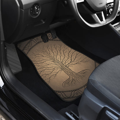 Ancient Yggdrasil Tree Print Front and Back Car Floor Mats