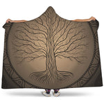Ancient Yggdrasil Tree Print Hooded Blanket