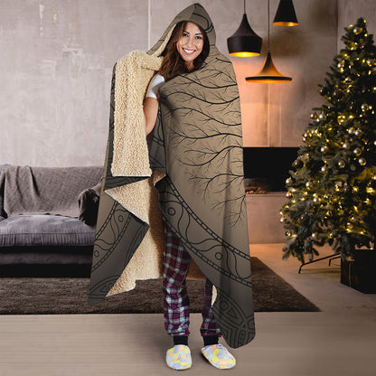 Ancient Yggdrasil Tree Print Hooded Blanket