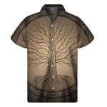 Ancient Yggdrasil Tree Print Men's Short Sleeve Shirt