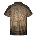 Ancient Yggdrasil Tree Print Men's Short Sleeve Shirt