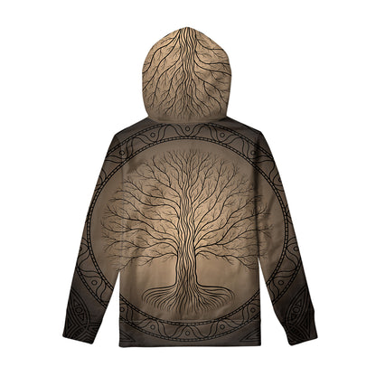 Ancient Yggdrasil Tree Print Pullover Hoodie