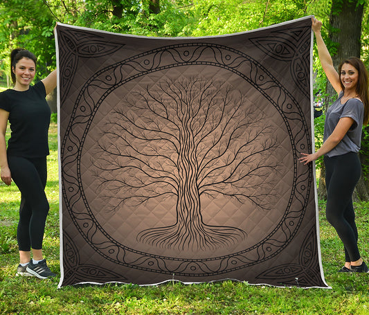 Ancient Yggdrasil Tree Print Quilt