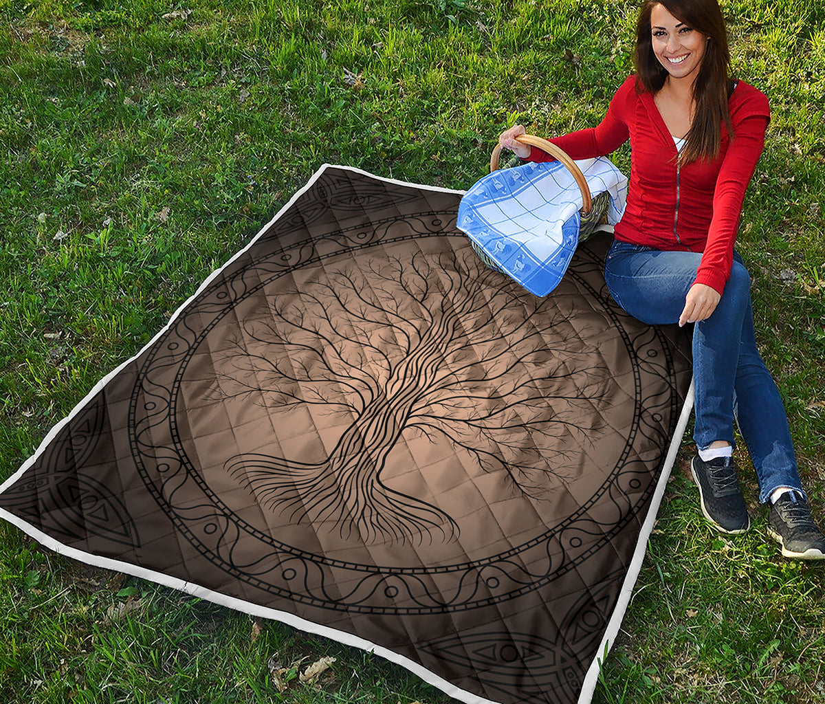 Ancient Yggdrasil Tree Print Quilt