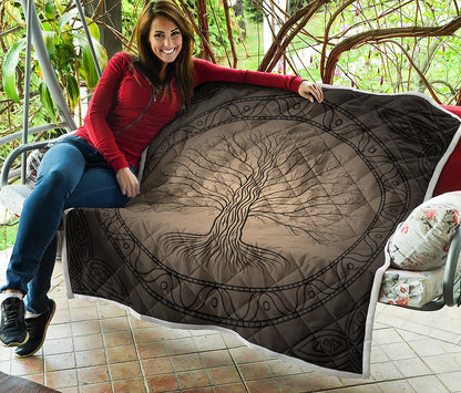 Ancient Yggdrasil Tree Print Quilt