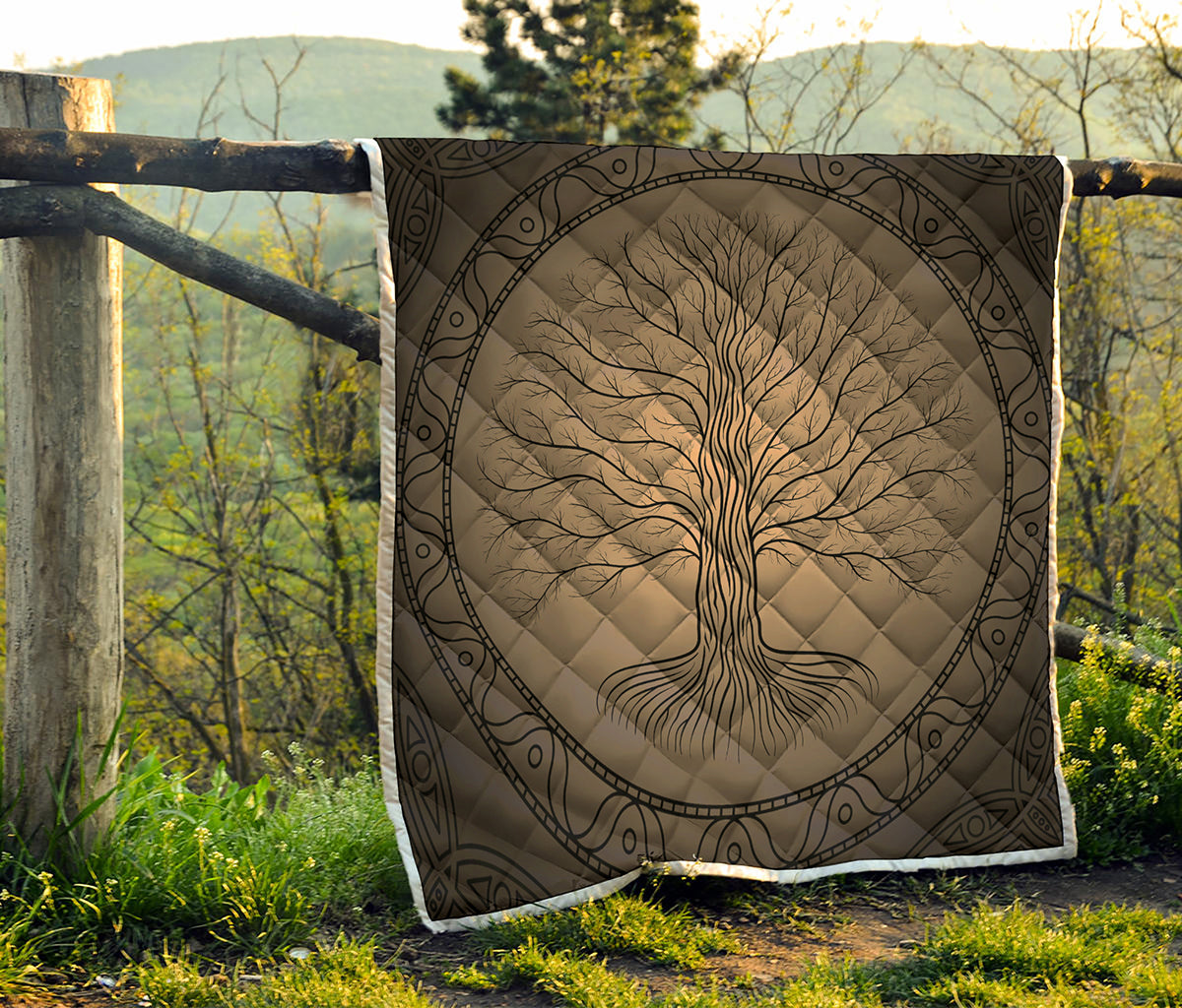 Ancient Yggdrasil Tree Print Quilt