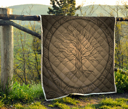 Ancient Yggdrasil Tree Print Quilt