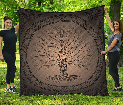 Ancient Yggdrasil Tree Print Quilt
