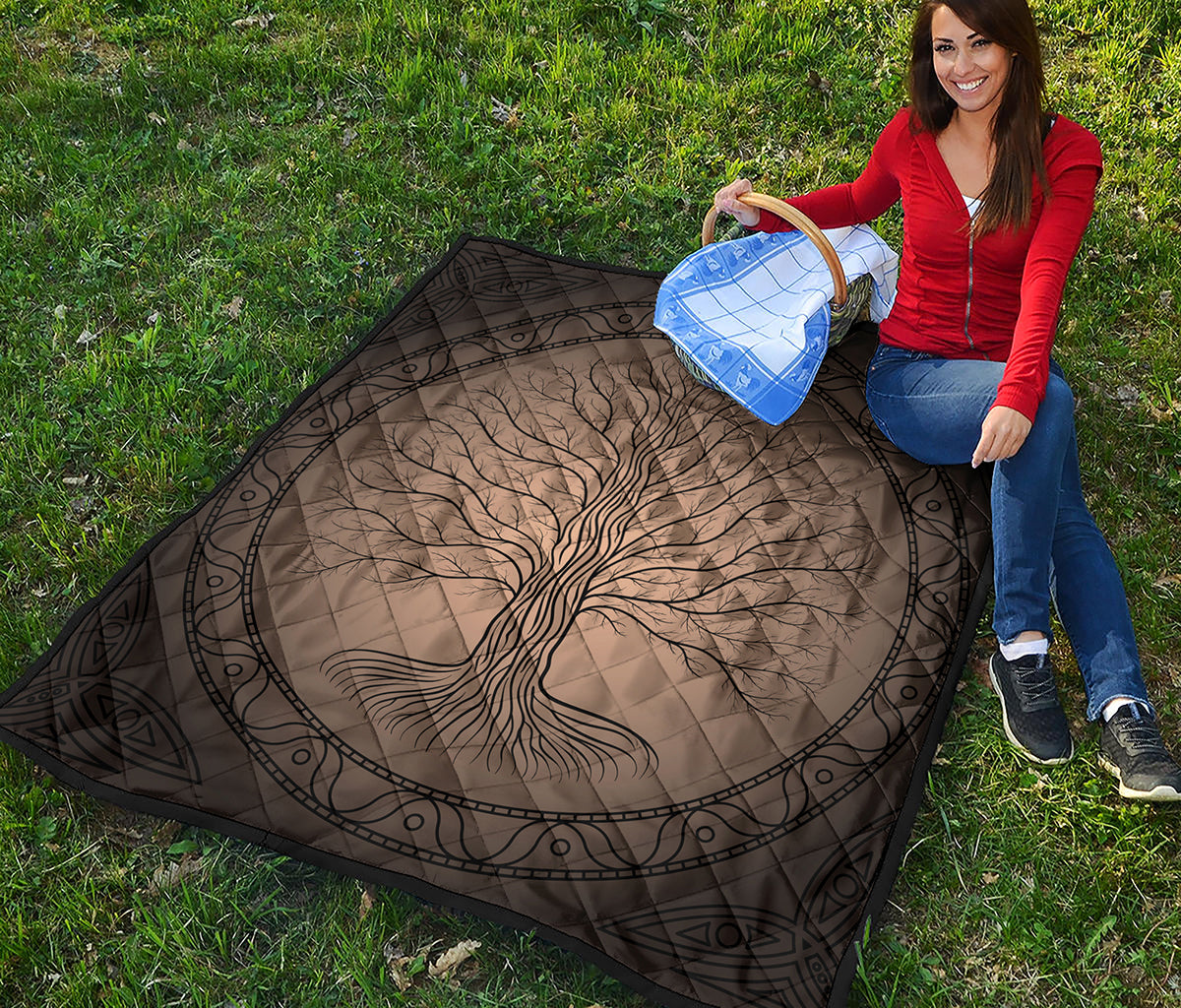 Ancient Yggdrasil Tree Print Quilt