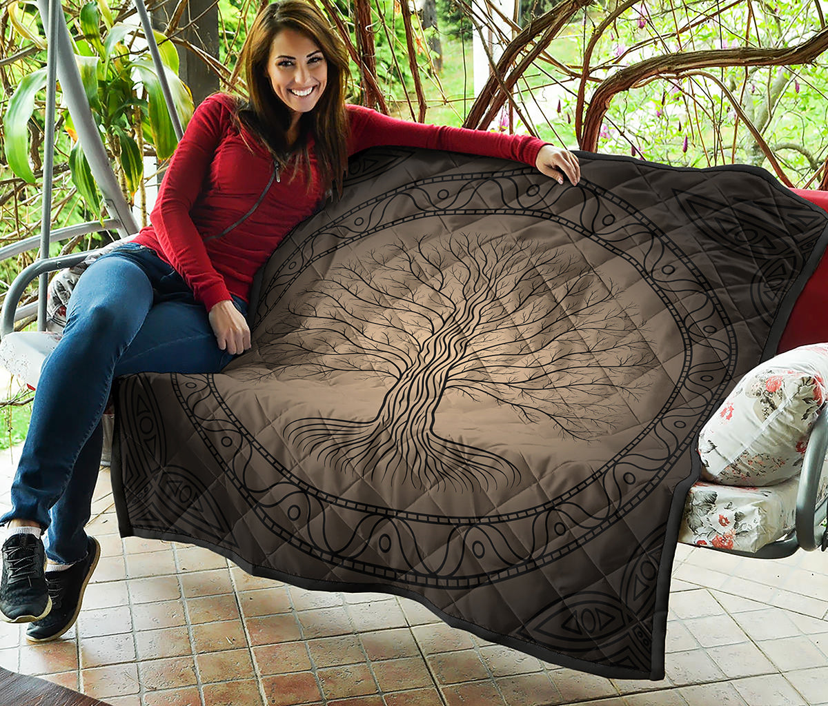 Ancient Yggdrasil Tree Print Quilt