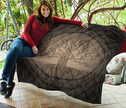 Ancient Yggdrasil Tree Print Quilt