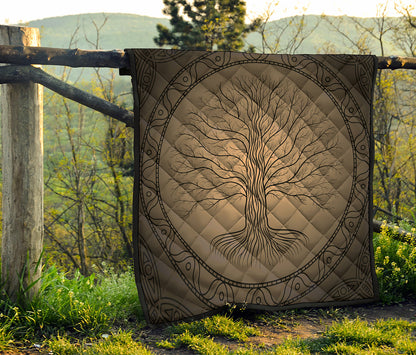Ancient Yggdrasil Tree Print Quilt