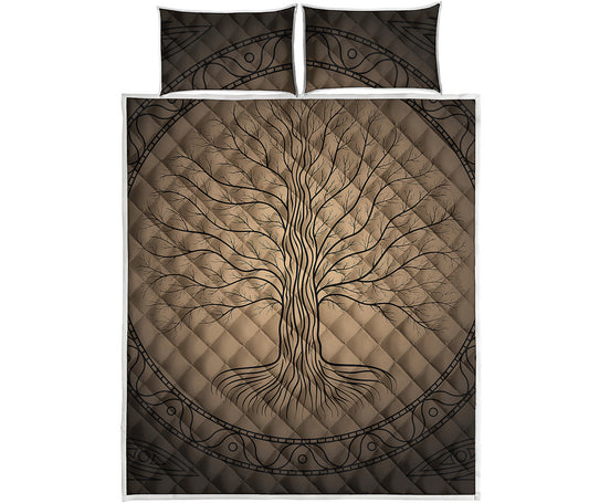 Ancient Yggdrasil Tree Print Quilt Bed Set