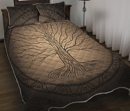 Ancient Yggdrasil Tree Print Quilt Bed Set