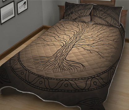 Ancient Yggdrasil Tree Print Quilt Bed Set