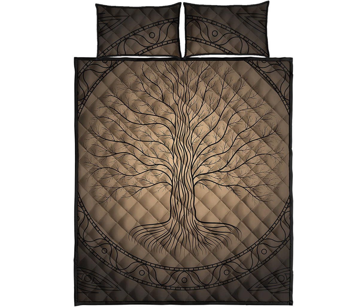 Ancient Yggdrasil Tree Print Quilt Bed Set