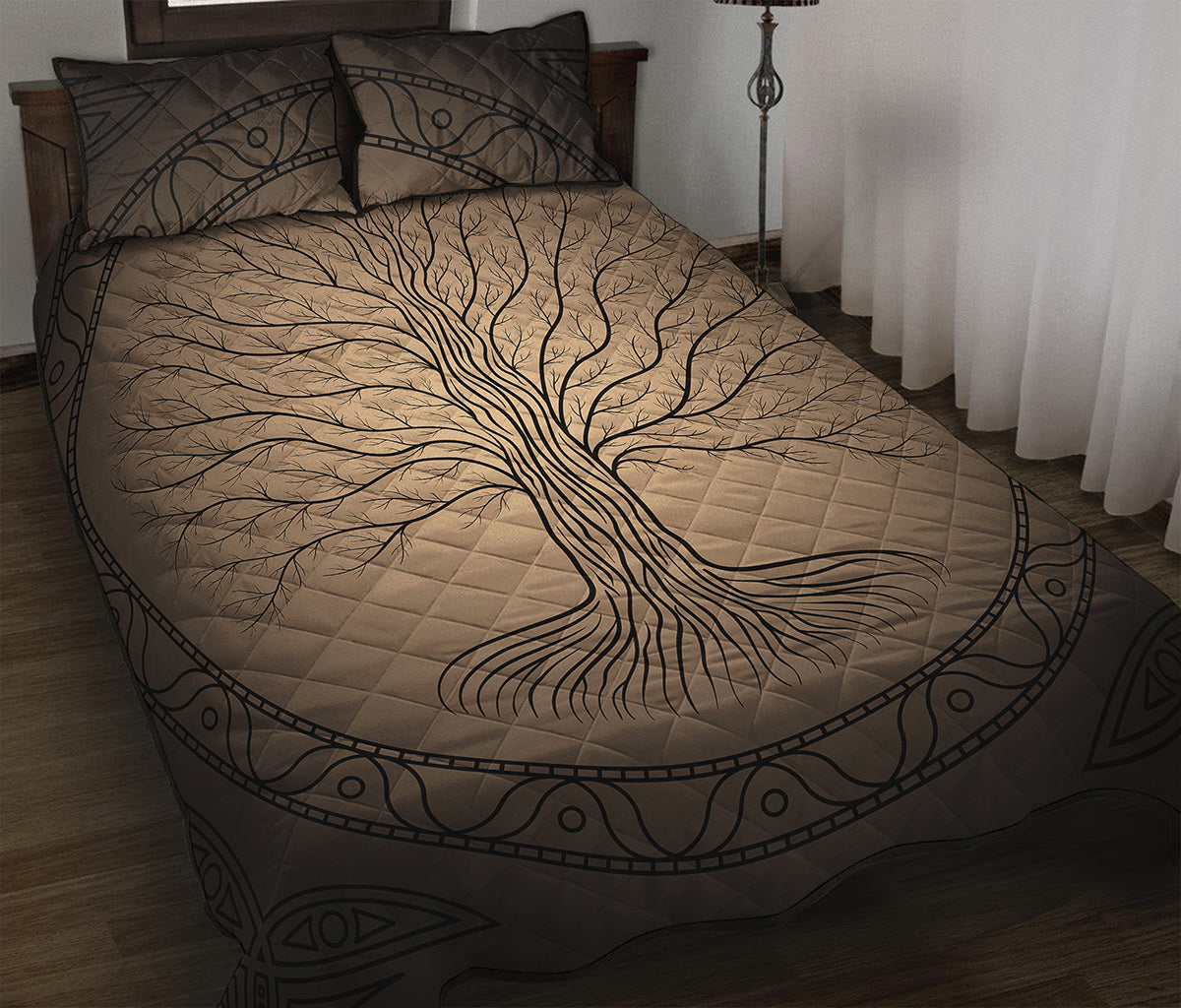 Ancient Yggdrasil Tree Print Quilt Bed Set
