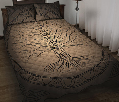 Ancient Yggdrasil Tree Print Quilt Bed Set
