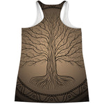 Ancient Yggdrasil Tree Print Women's Racerback Tank Top
