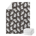 Angel And Snowflake Pattern Print Blanket