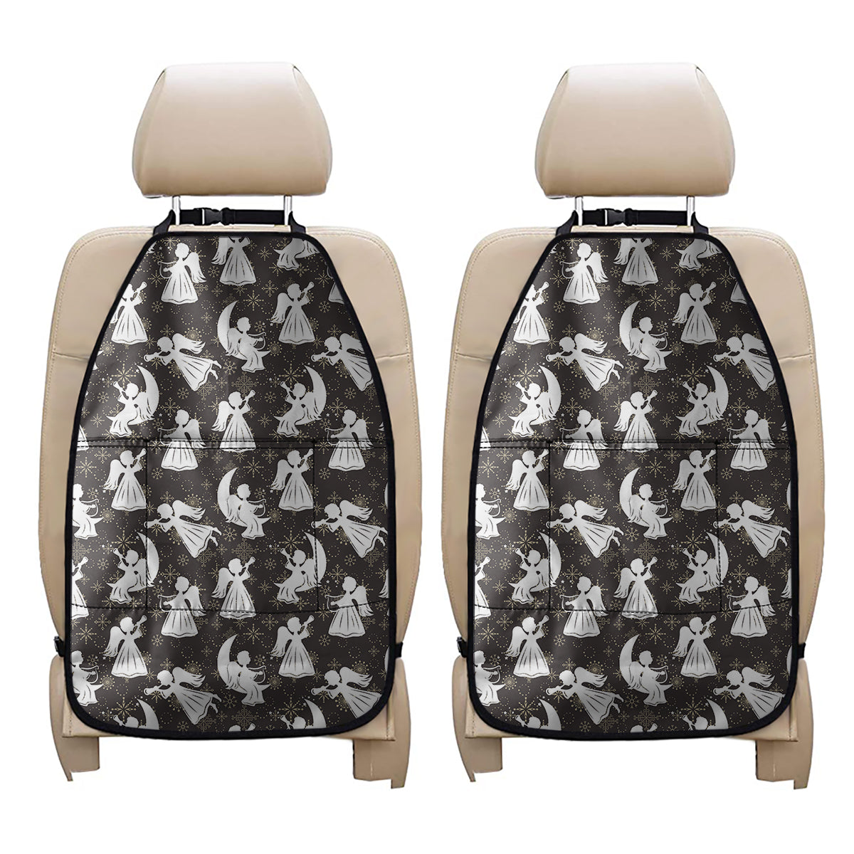 Angel And Snowflake Pattern Print Car Seat Organizers