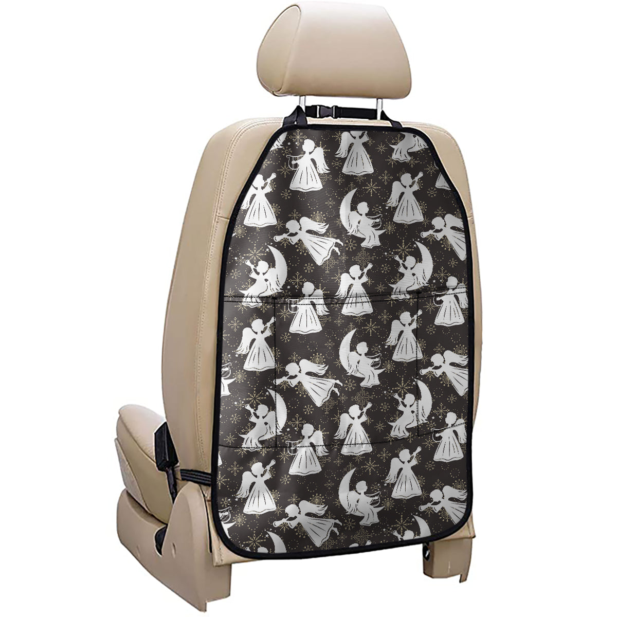 Angel And Snowflake Pattern Print Car Seat Organizers