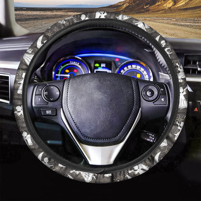 Angel And Snowflake Pattern Print Car Steering Wheel Cover