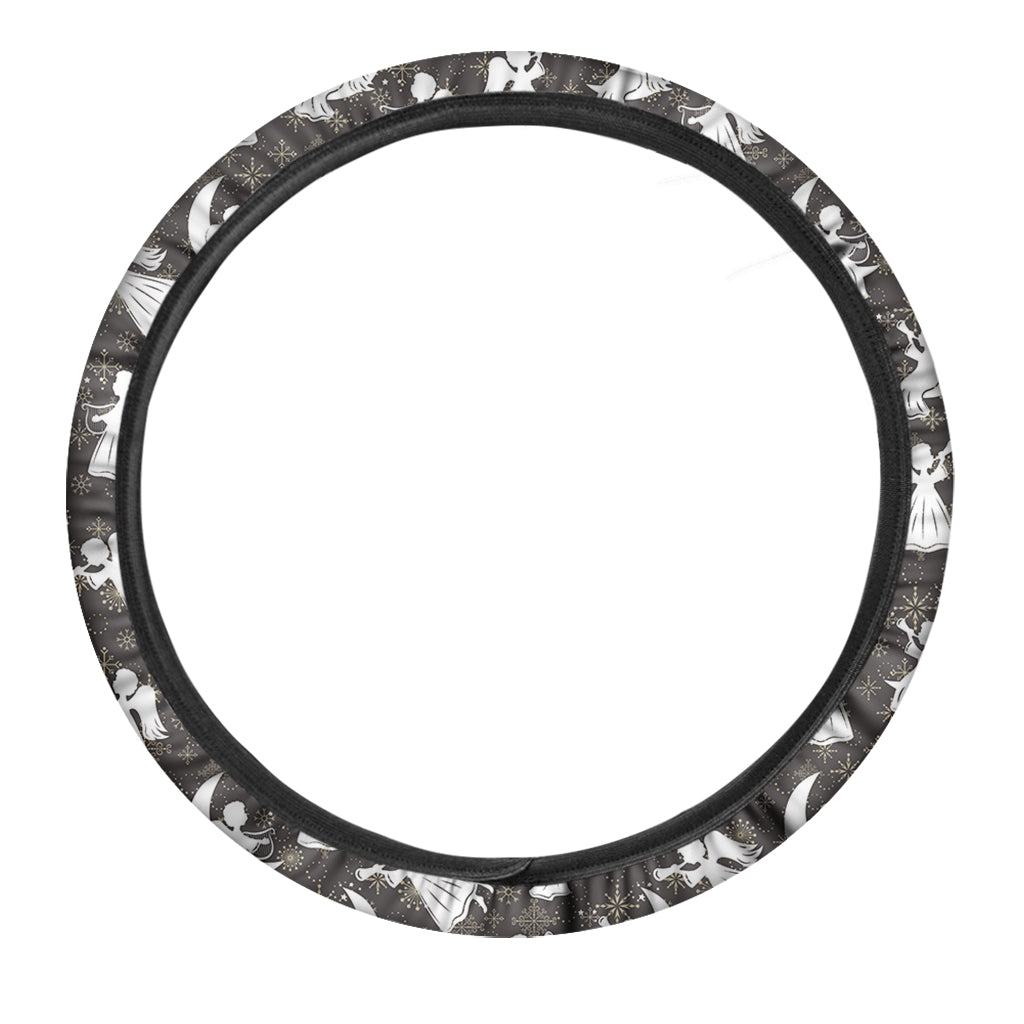Angel And Snowflake Pattern Print Car Steering Wheel Cover