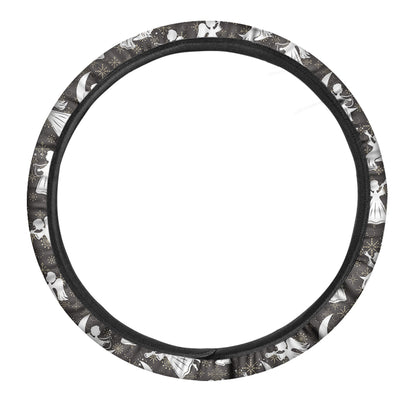 Angel And Snowflake Pattern Print Car Steering Wheel Cover
