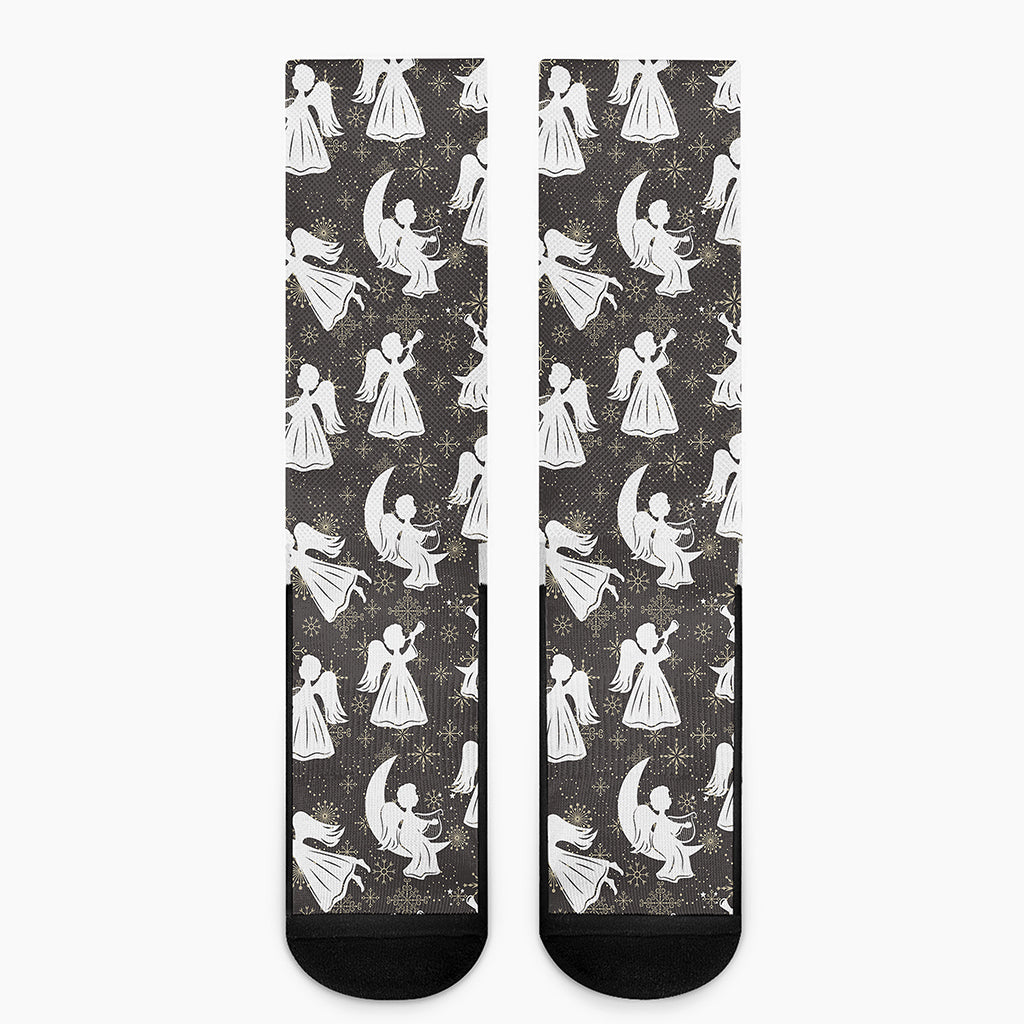 Angel And Snowflake Pattern Print Crew Socks