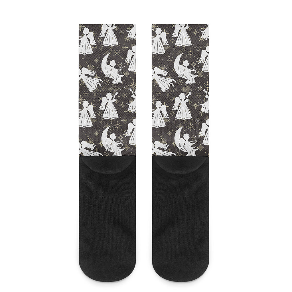 Angel And Snowflake Pattern Print Crew Socks