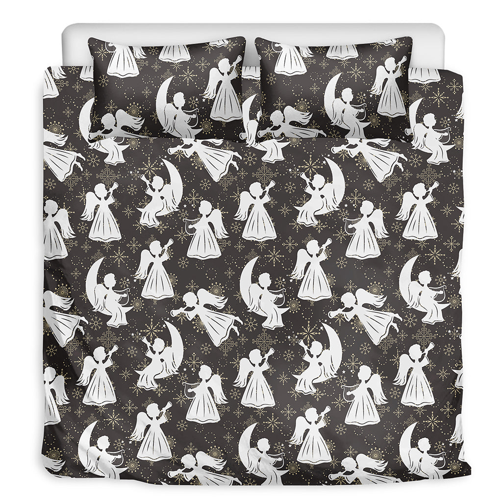 Angel And Snowflake Pattern Print Duvet Cover Bedding Set