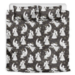 Angel And Snowflake Pattern Print Duvet Cover Bedding Set