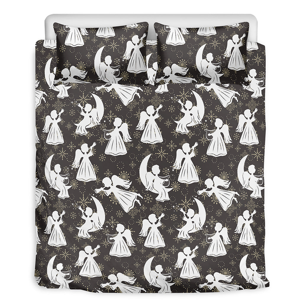 Angel And Snowflake Pattern Print Duvet Cover Bedding Set