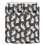 Angel And Snowflake Pattern Print Duvet Cover Bedding Set