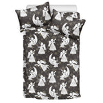 Angel And Snowflake Pattern Print Duvet Cover Bedding Set